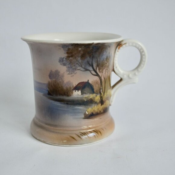 Noritake Handpainted Japan Morimura Cottage Scene Shaving Mug Vintage - Picture 1 of 7